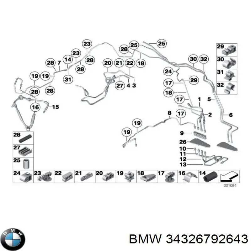 34326792643 BMW mangueira do freio traseira direita