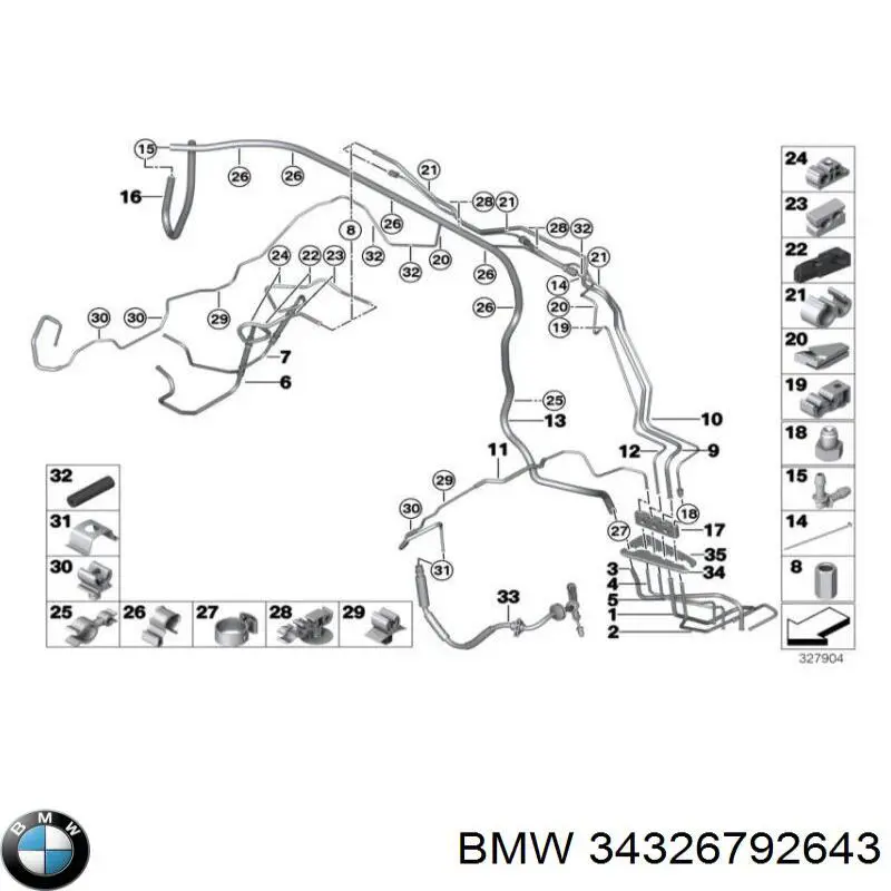 Шланг тормозной задний, правый BMW 34326792643 цена, от 10.14 USD