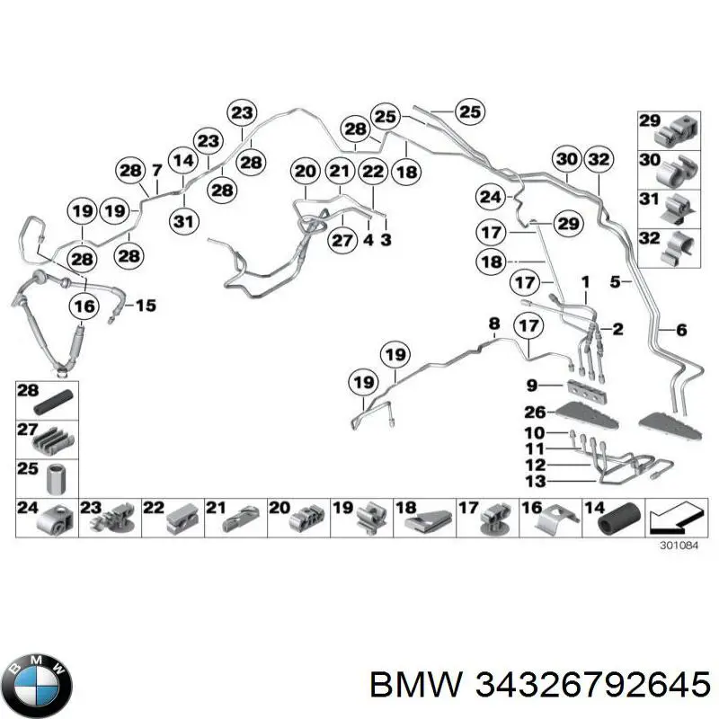 34326792645 BMW Шланг тормозной задний правый