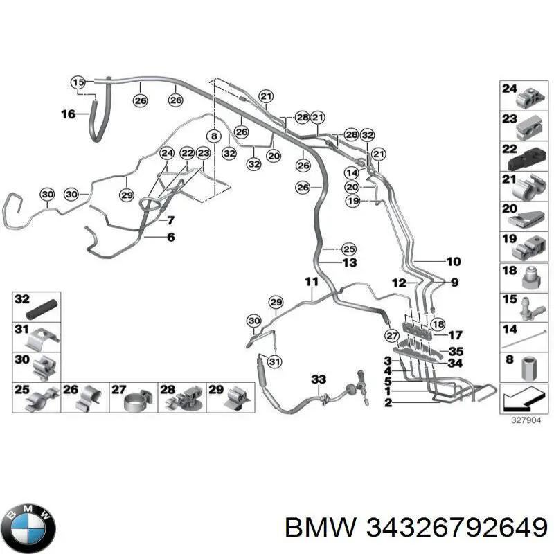 Шланг тормозной задний, правый BMW 34326792649 цена, от 11.29 USD