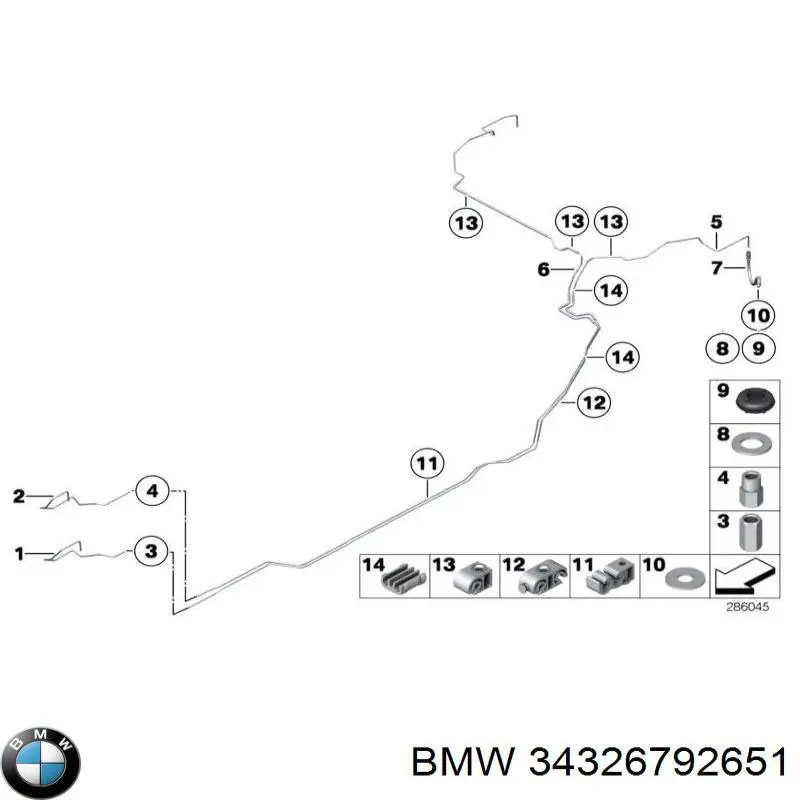 34326792651 BMW Шланг тормозной задний правый