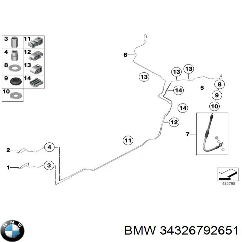Шланг тормозной задний, правый BMW 34326792651 цена, от 13.84 USD