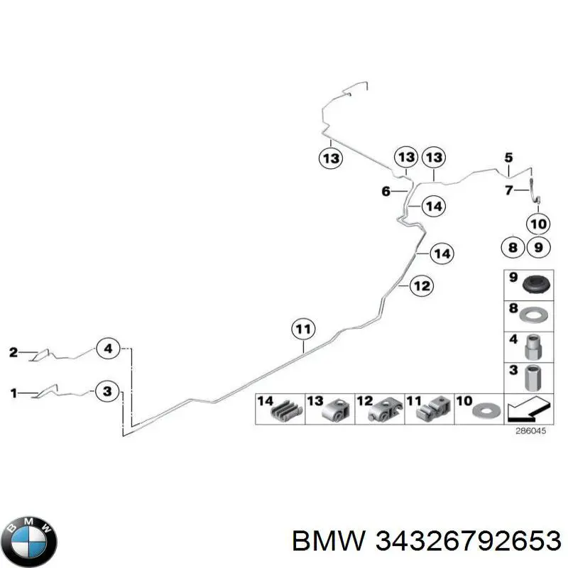 34326792653 BMW Шланг тормозной задний правый
