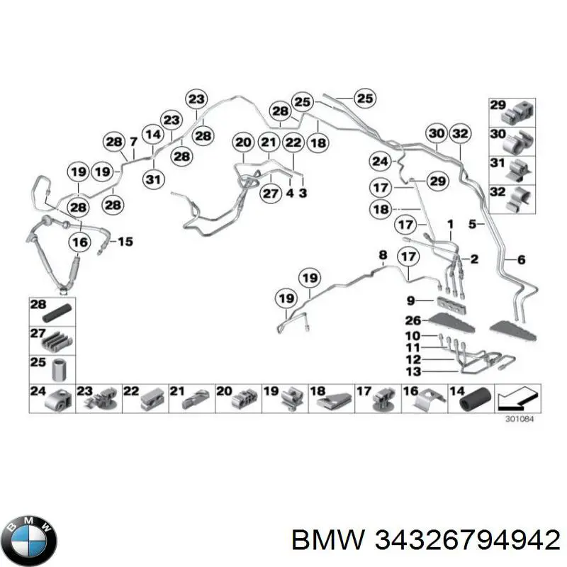 Трубка тормозная передняя правая 34326794942 BMW