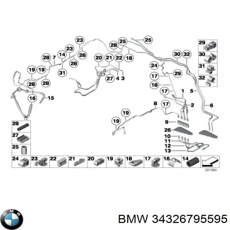 34326795595 BMW Трубка тормозная передняя левая