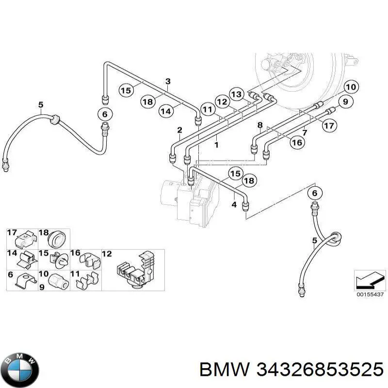 Купить 34326853525 BMW Шланг тормозной задний правый
