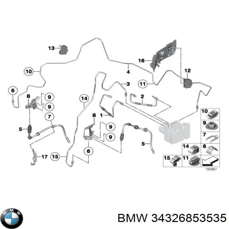 Шланг тормозной задний правый 34326853535 BMW