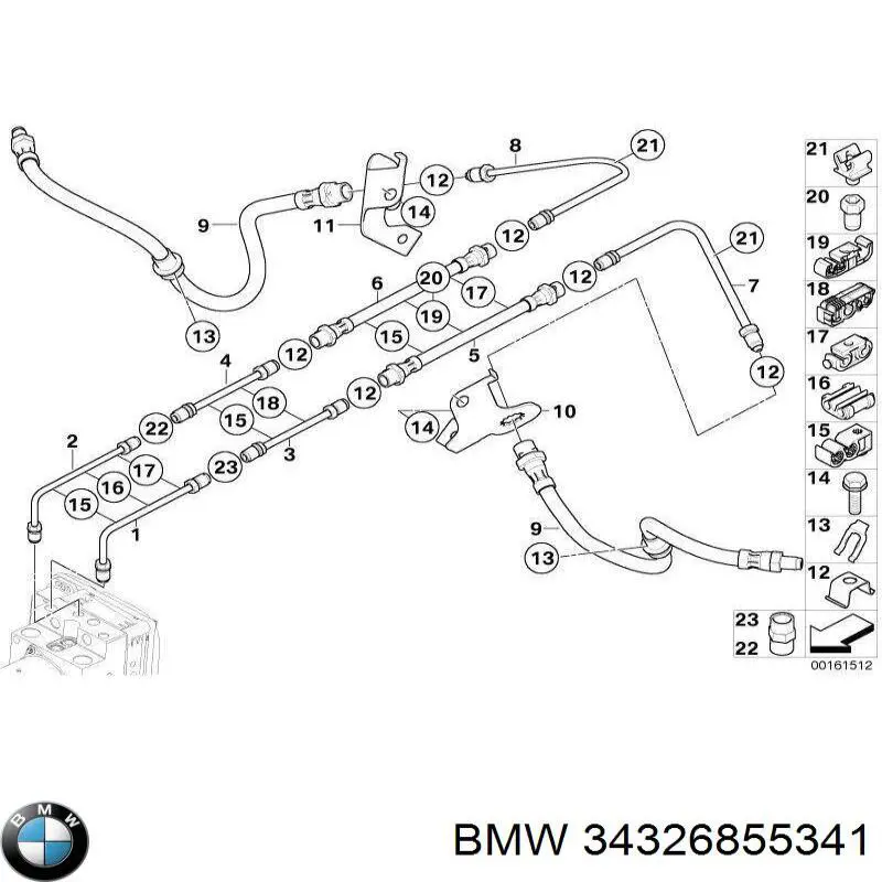 Шланг тормозной задний правый 34326855341 BMW