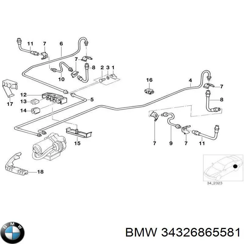 34326865581 BMW Шланг тормозной задний правый
