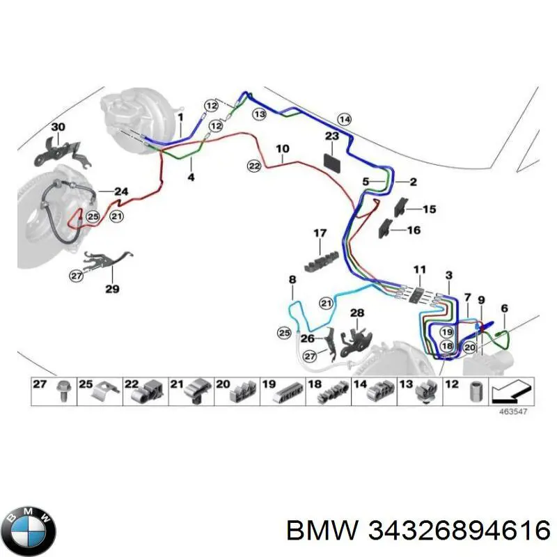 Трубка тормозная передняя левая BMW 34326894616 цена, от 30.41 USD