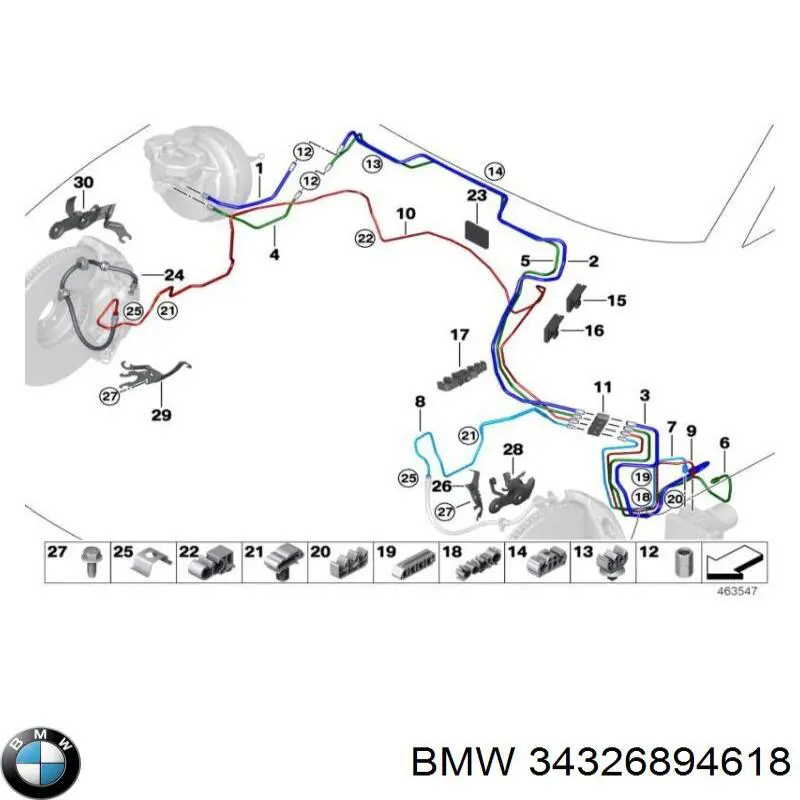 34326894618 BMW tubo dianteiro direito do freio