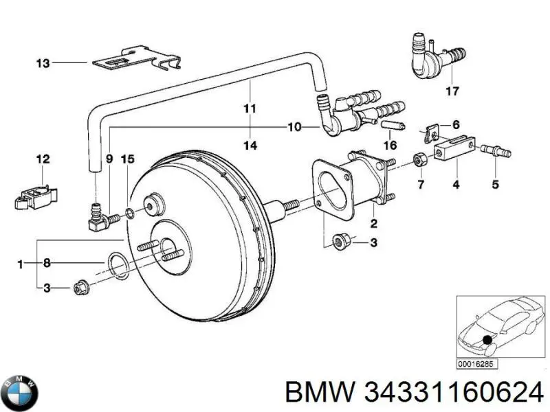 Reforçador dos freios a vácuo para BMW 5 (E34)