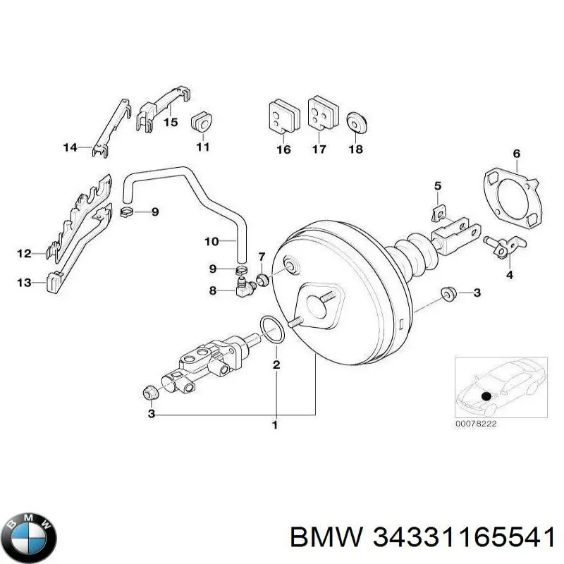 34331165541 BMW Усилитель тормоза вакуумный