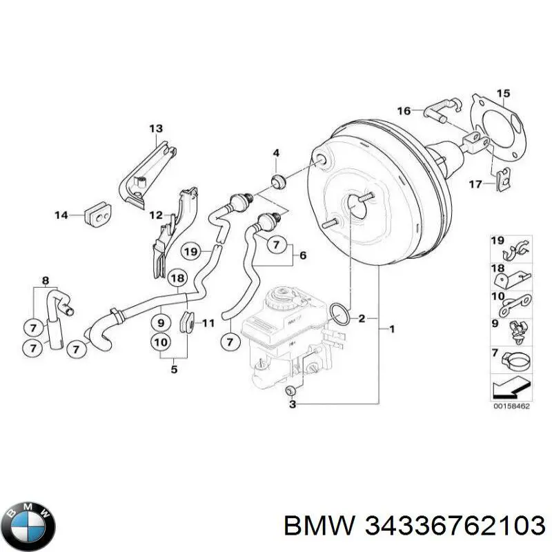 Трубка вакуумного усилителя тормозов 34336762103 BMW