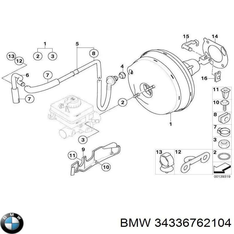 Трубка вакуумного усилителя тормозов 34336769629 BMW