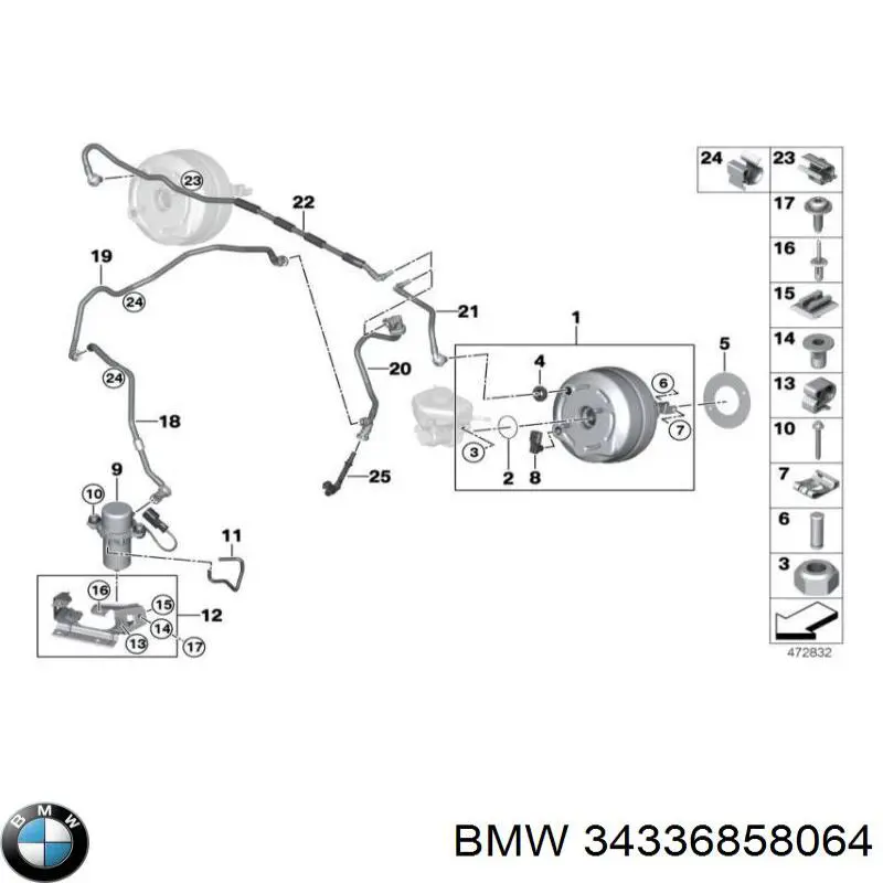 34336858064 BMW Усилитель тормоза вакуумный