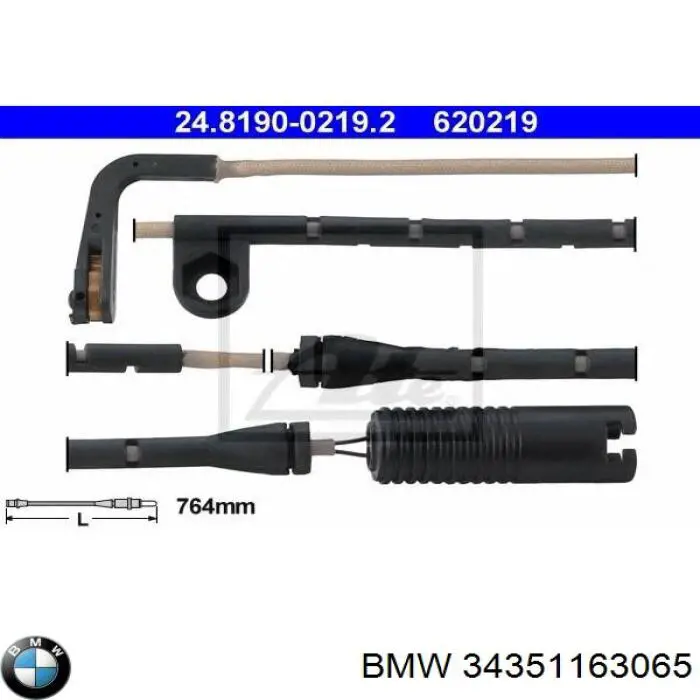 Contacto de aviso, desgaste de los frenos 34351163065 BMW