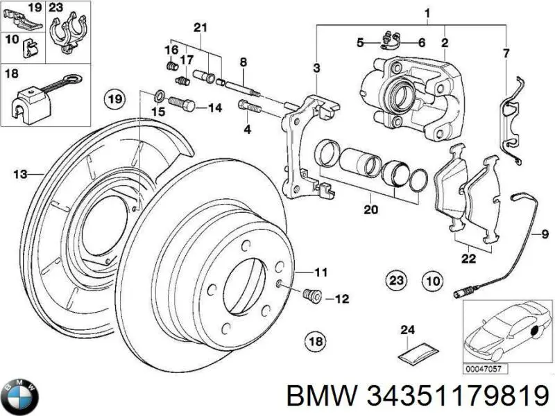 34351179819 BMW датчик износа тормозных колодок передний