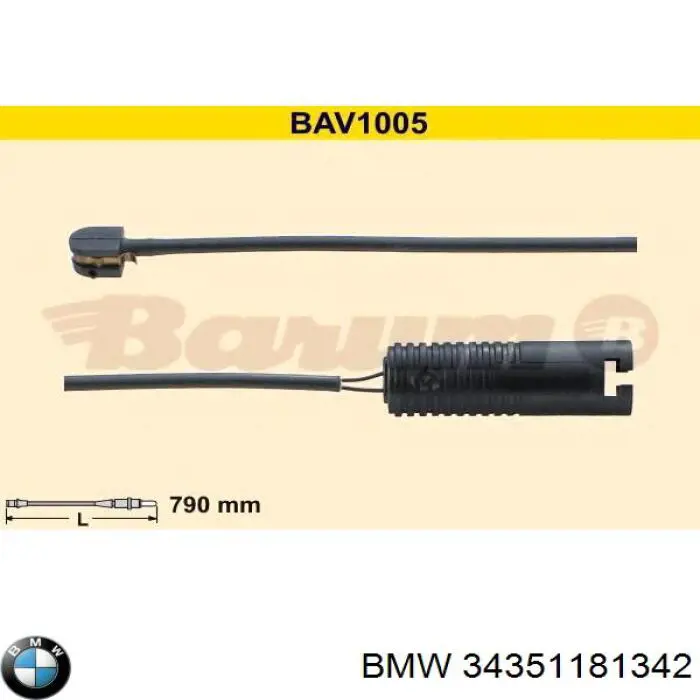 Купить 34351181342 BMW Датчик износа тормозных колодок задний