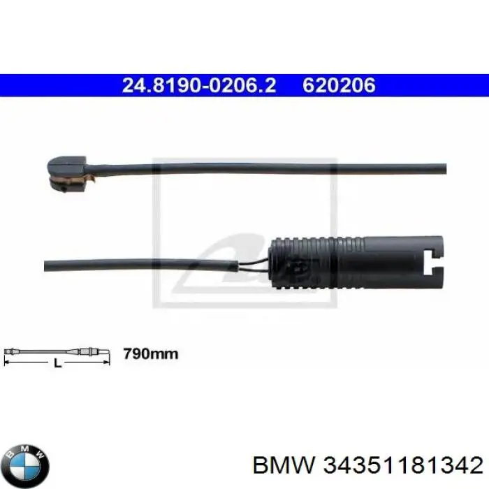 Датчик износа тормозных колодок задний 34351181342 BMW