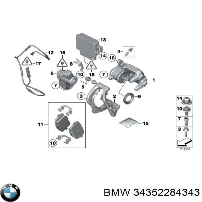 Купить 34352284343 BMW Датчик износа тормозных колодок задний