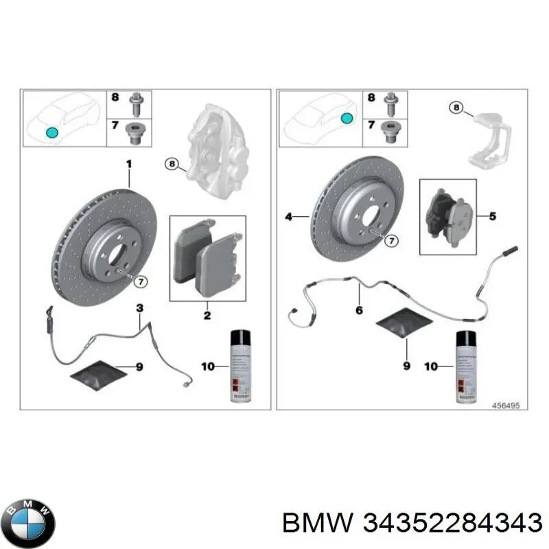 Датчик износа тормозных колодок, задний BMW 34352284343 цена, от 39.09 USD