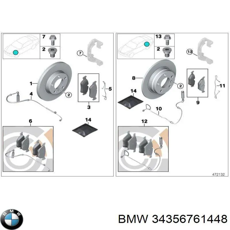 Датчик износа тормозных колодок задний 34356761448 BMW