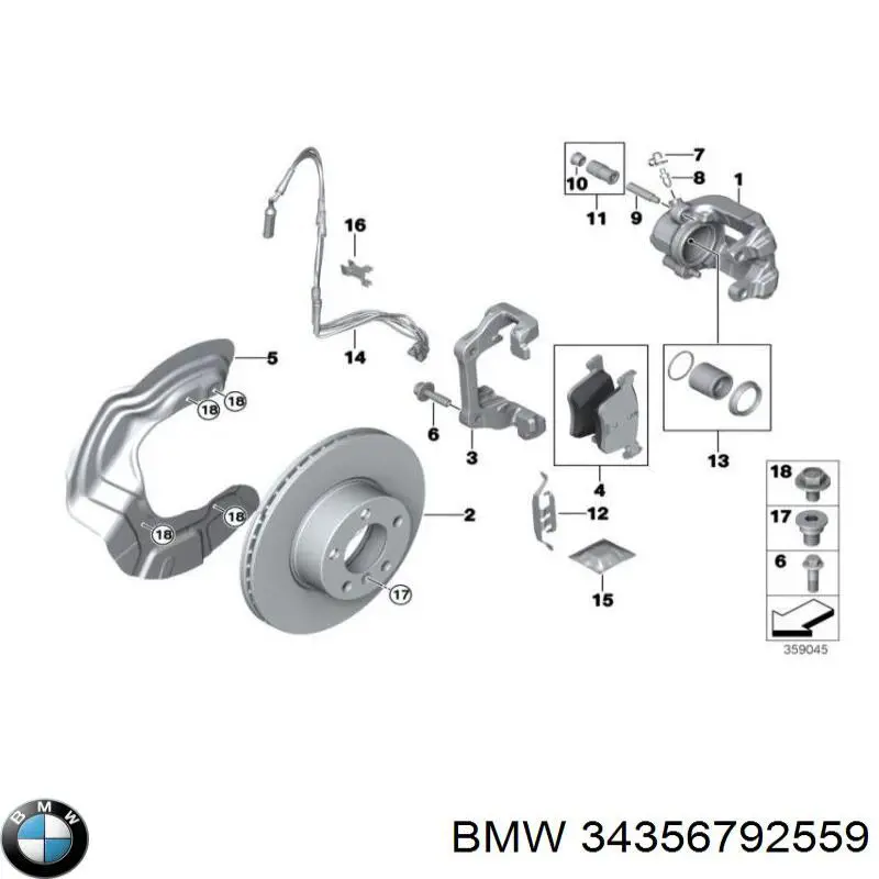 Датчик износа тормозных колодок передний 34356792559 BMW