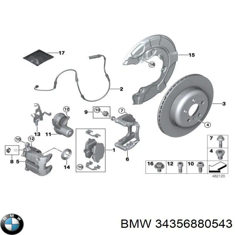 34356880543 BMW sensor traseiro de desgaste das sapatas do freio