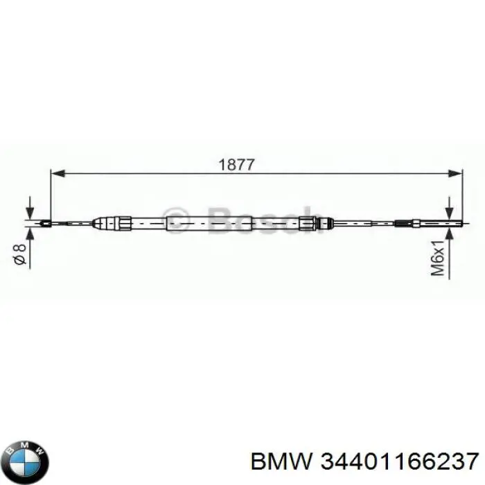 Трос ручного тормоза задний правый BMW 34401166237