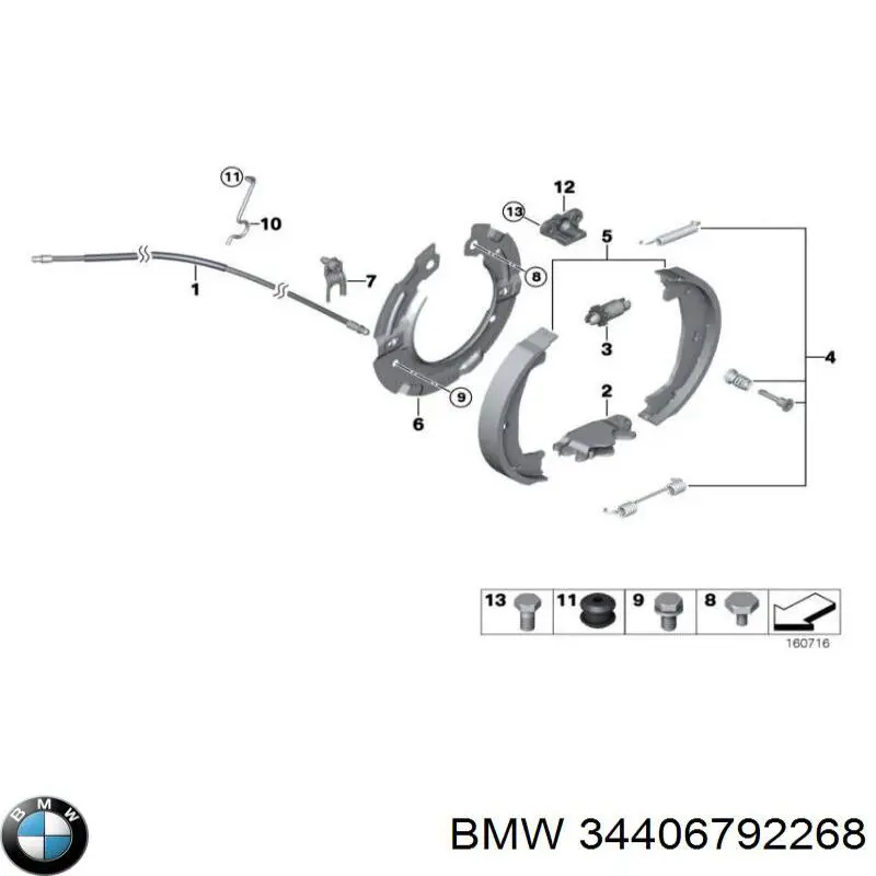 Задний трос ручника BMW 34406792268 цена, от 12.67 USD