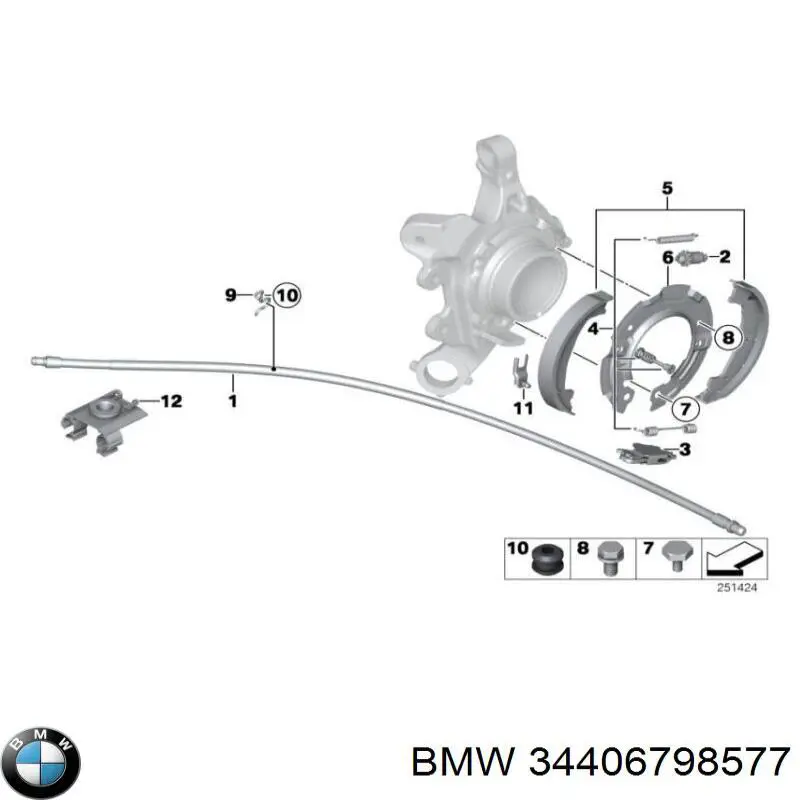 34406798577 BMW трос ручного тормоза задний правый/левый