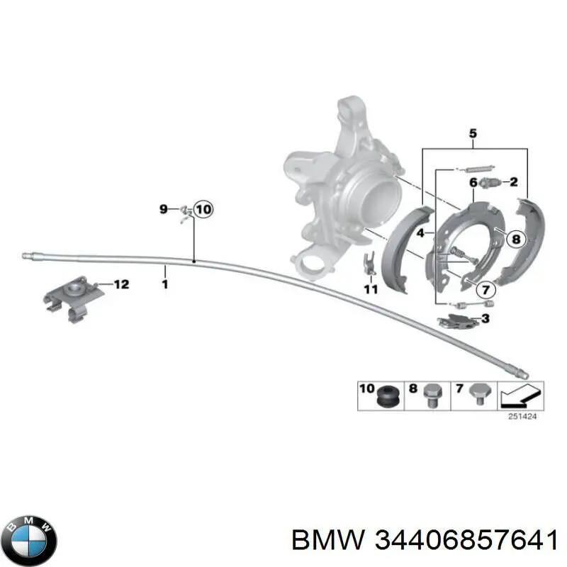 34406857641 BMW трос ручного тормоза задний правый/левый