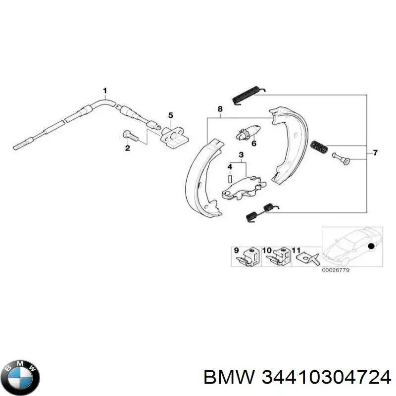 Монтажный комплект задних барабанных колодок BMW 34410304724