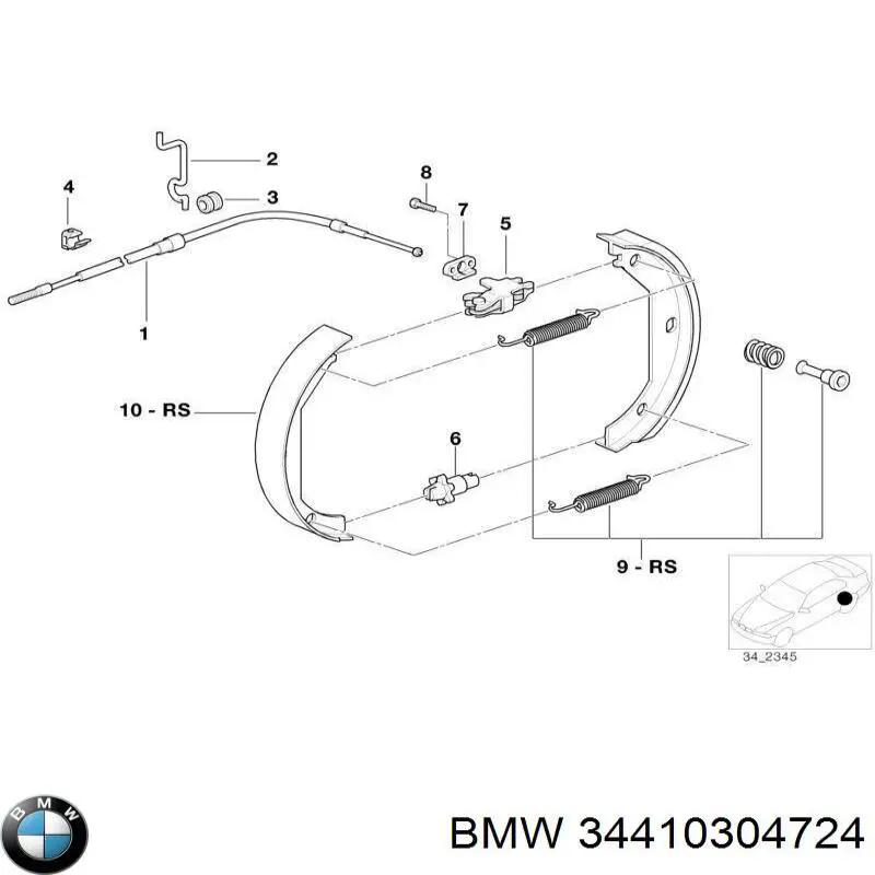 34410304724 BMW Комплект монтажный задних барабанных колодок