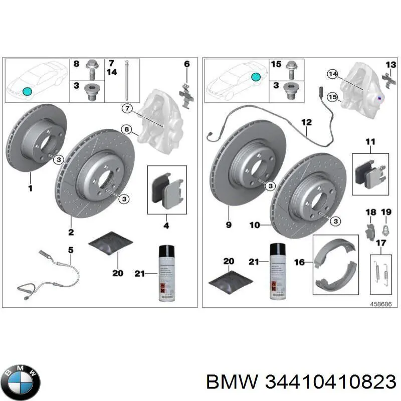 Купить 34410410823 BMW Ремкомплект тормозных колодок