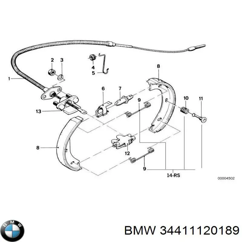 Трос ручного тормоза задний правый/левый BMW 34411120189