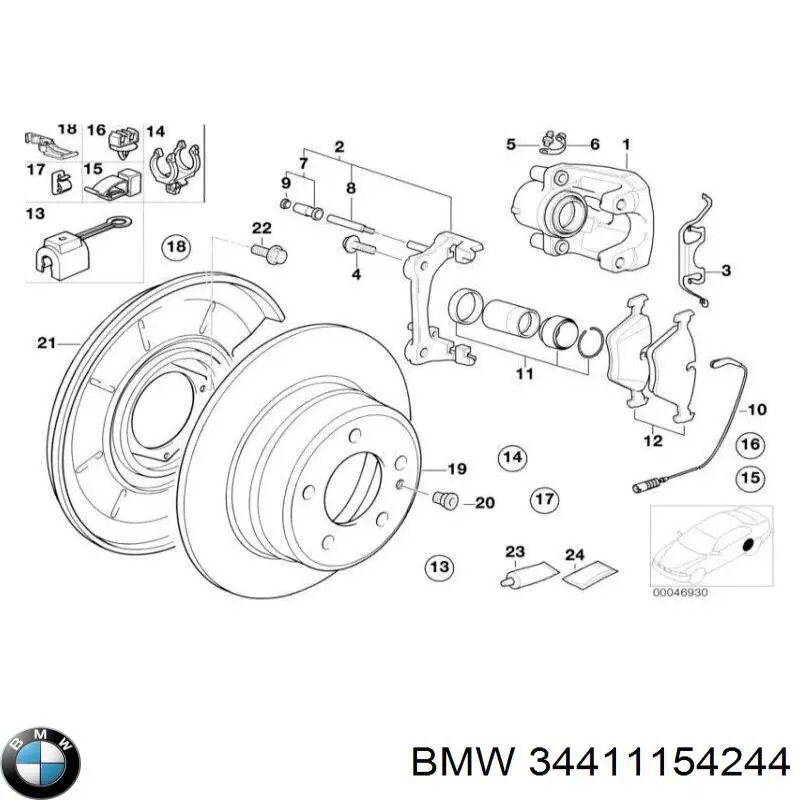 Задний трос ручника 34411154244 BMW