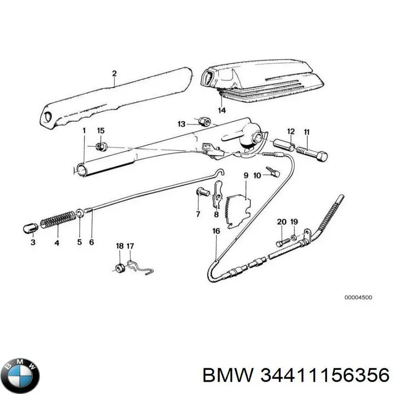 Трос ручного тормоза задний правый/левый BMW 34411156356