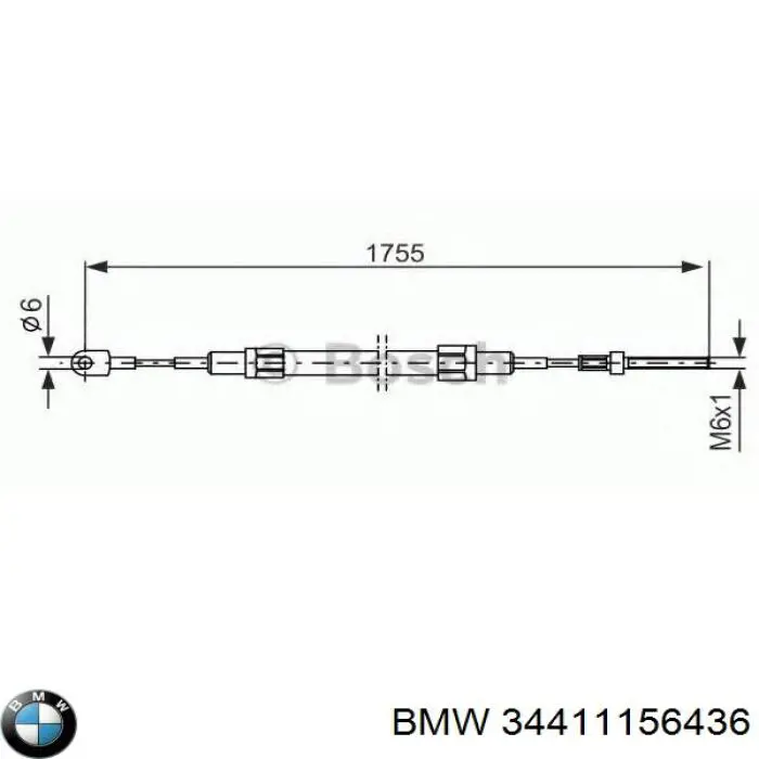 34411156436 BMW Трос ручного тормоза задний правый/левый