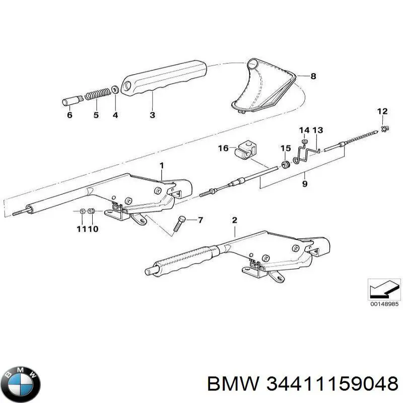 Трос ручного тормоза задний правый/левый BMW 34411159048