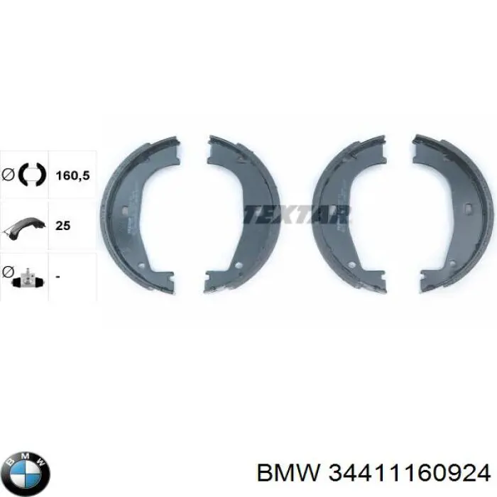 34411160924 BMW колодки ручника (стояночного тормоза)