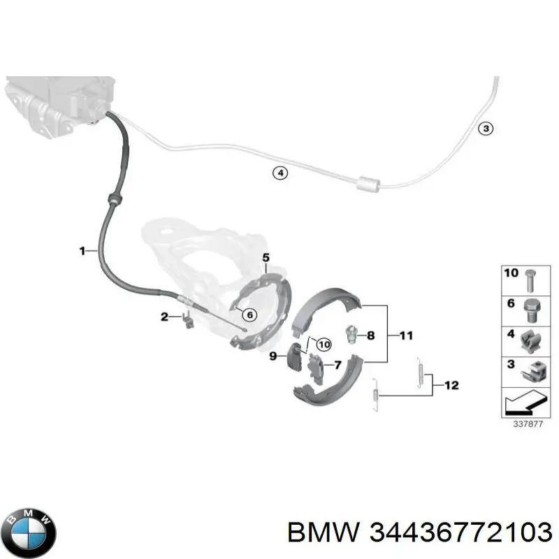 Трос ручного тормоза задний левый BMW 34436772103