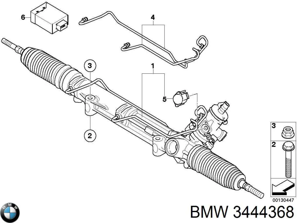 3444368 BMW cremalheira da direção