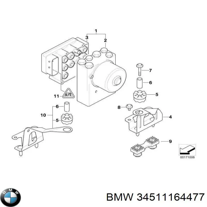 34511164477 BMW блок управления абс (abs гидравлический)