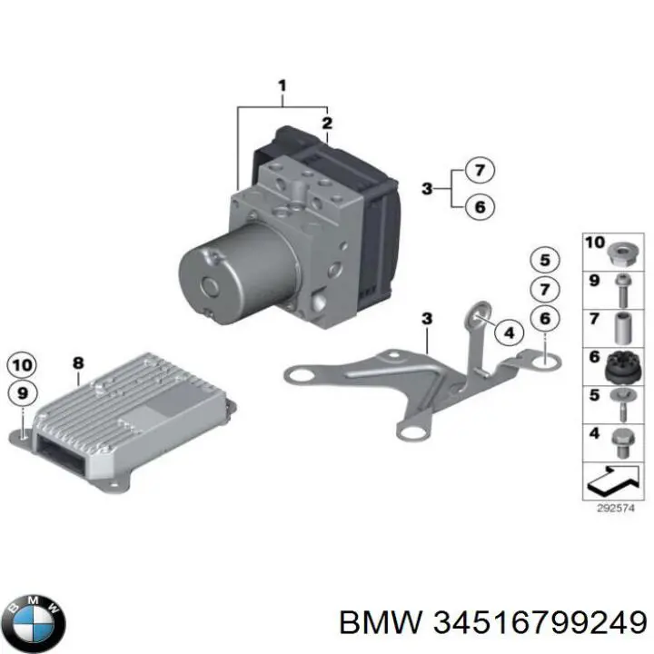 34516799249 BMW блок управления абс (abs гидравлический)
