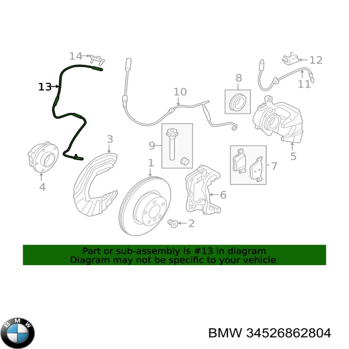 Передний датчик АБС BMW 34526895661 цена, от 31.67 USD