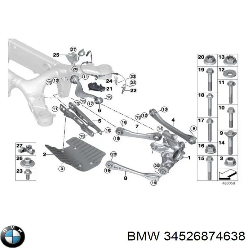 Sensor ABS traseiro para BMW 5 (G30, F90)