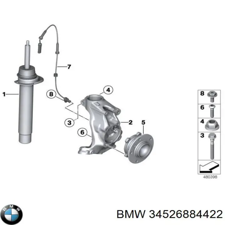 Купить 34526884422 BMW Датчик АБС (ABS) передний