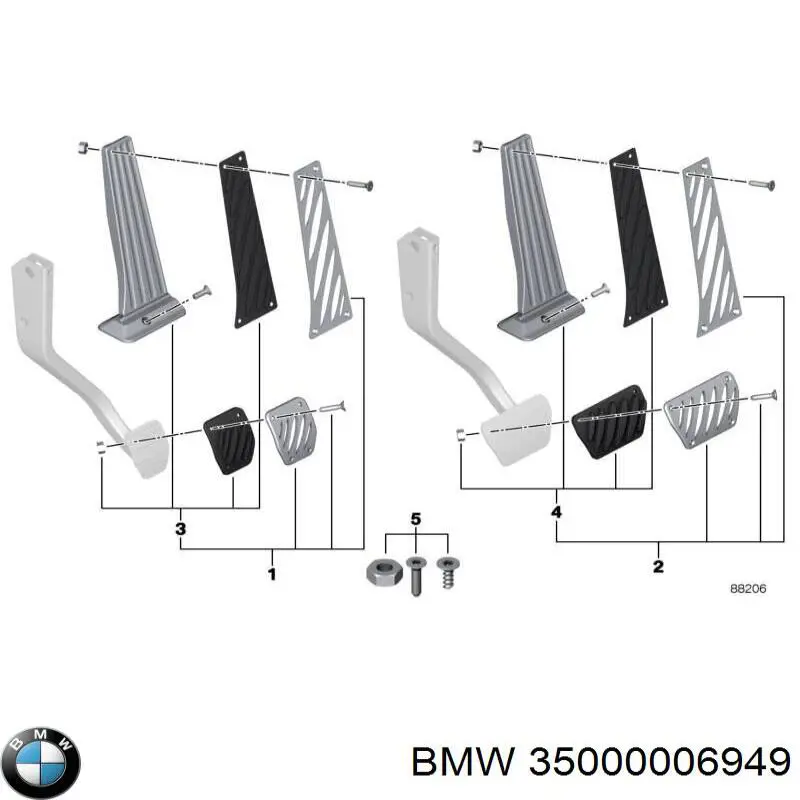 Накладки педалей, комплект на BMW 5 (E39) купить.